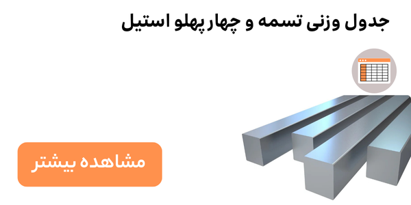 جدول وزنی تسمه و چهار پهلو استیل